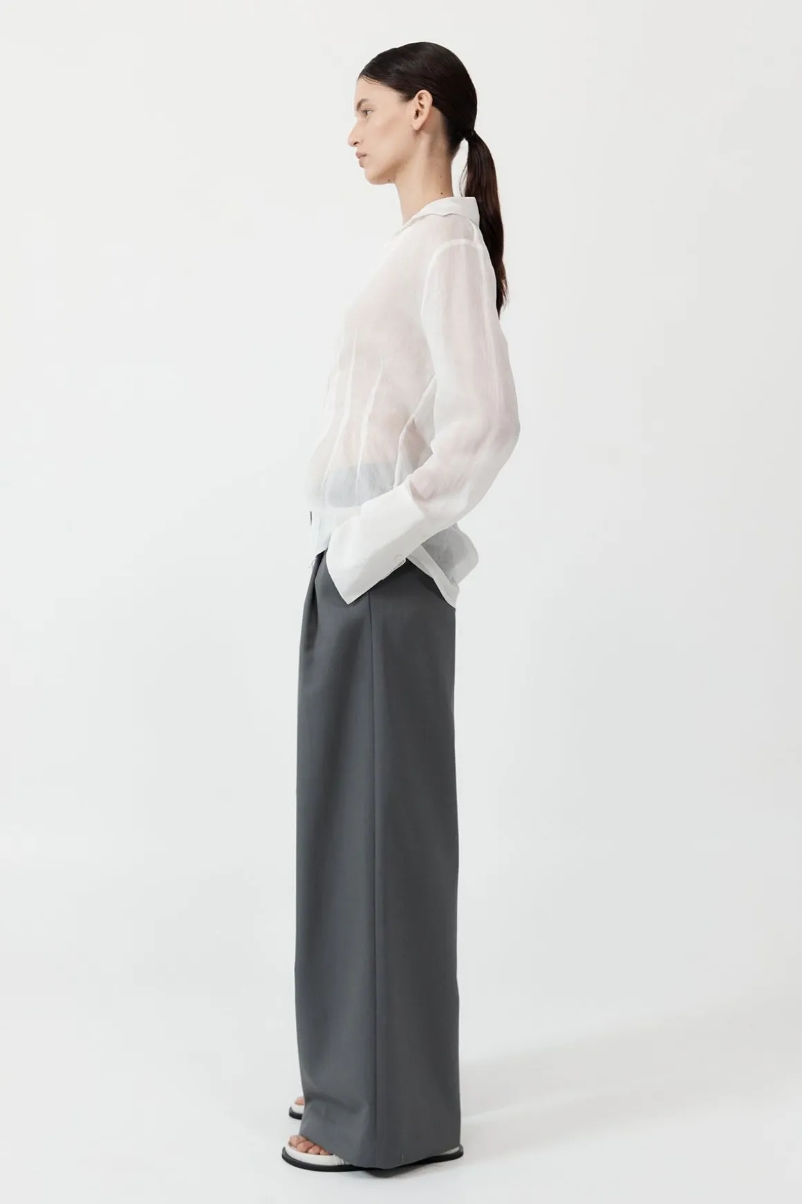 St. Agni Sheer Linen Tie Top - White