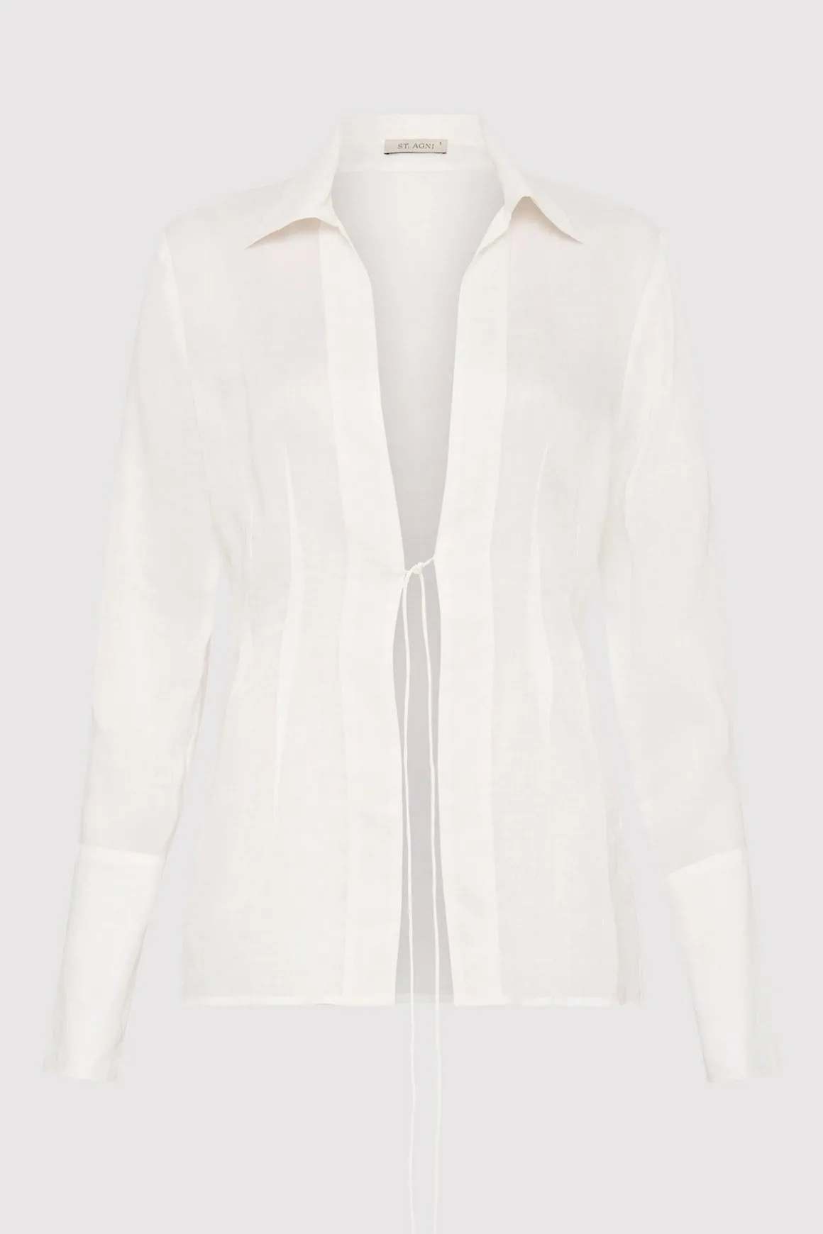 St. Agni Sheer Linen Tie Top - White