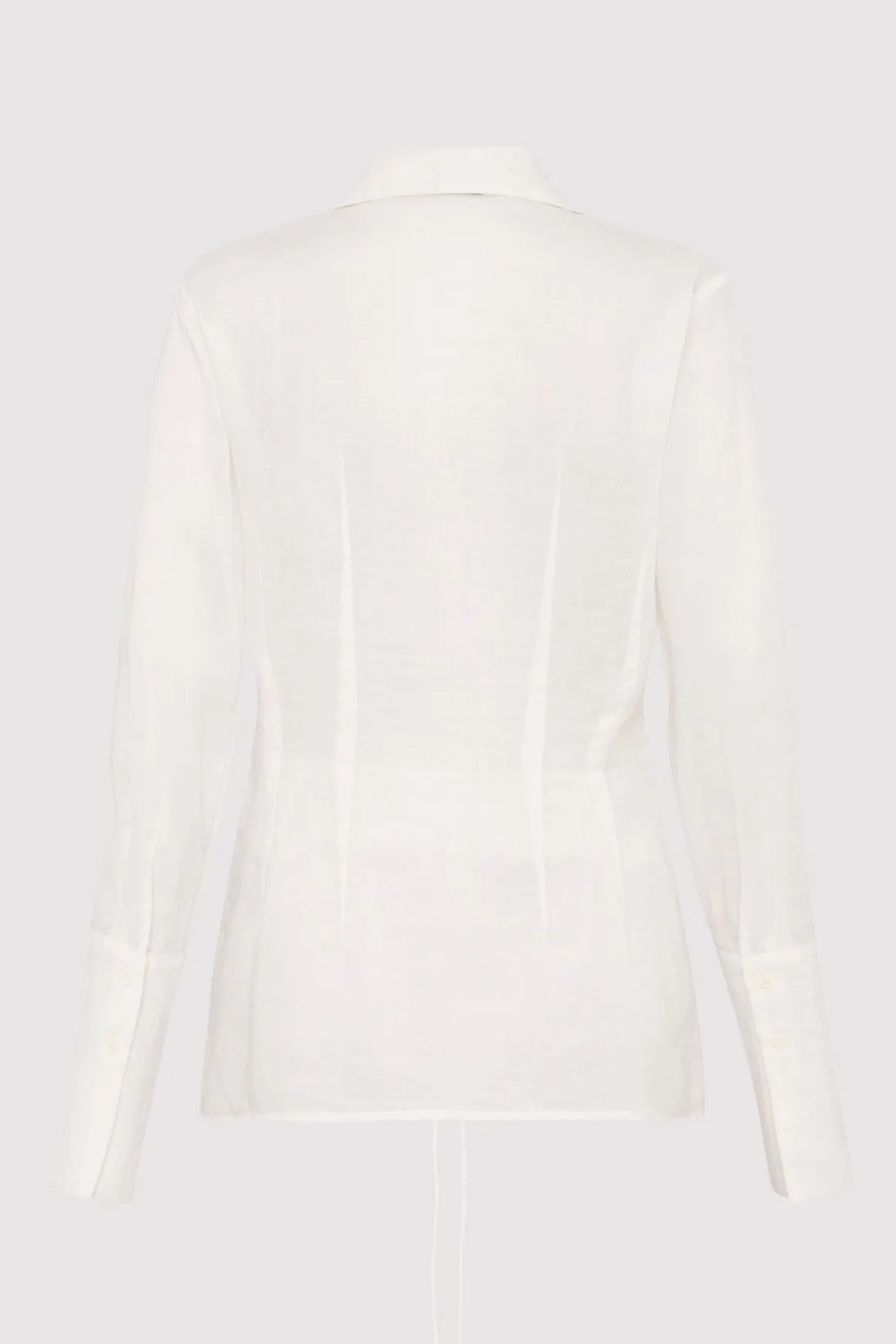 St. Agni Sheer Linen Tie Top - White
