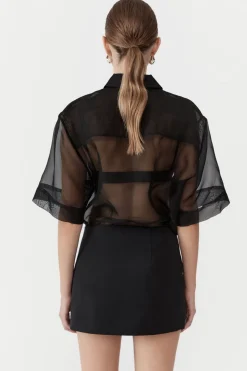St. Agni Sheer Organza Shirt - Black