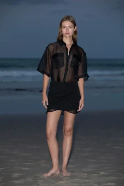 St. Agni Sheer Organza Shirt - Black