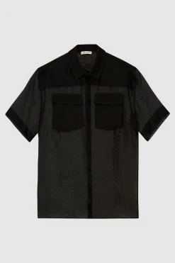 St. Agni Sheer Organza Shirt - Black