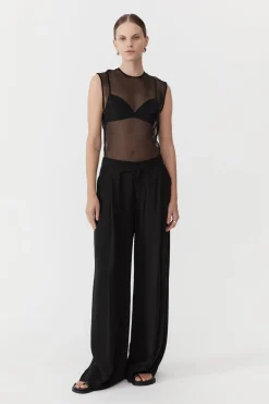 St. Agni Sheer Organza Top - Black