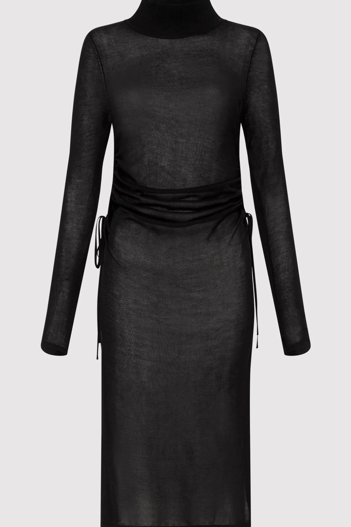 St. Agni Sheer Ruched Dress - Black