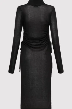 St. Agni Sheer Ruched Dress - Black