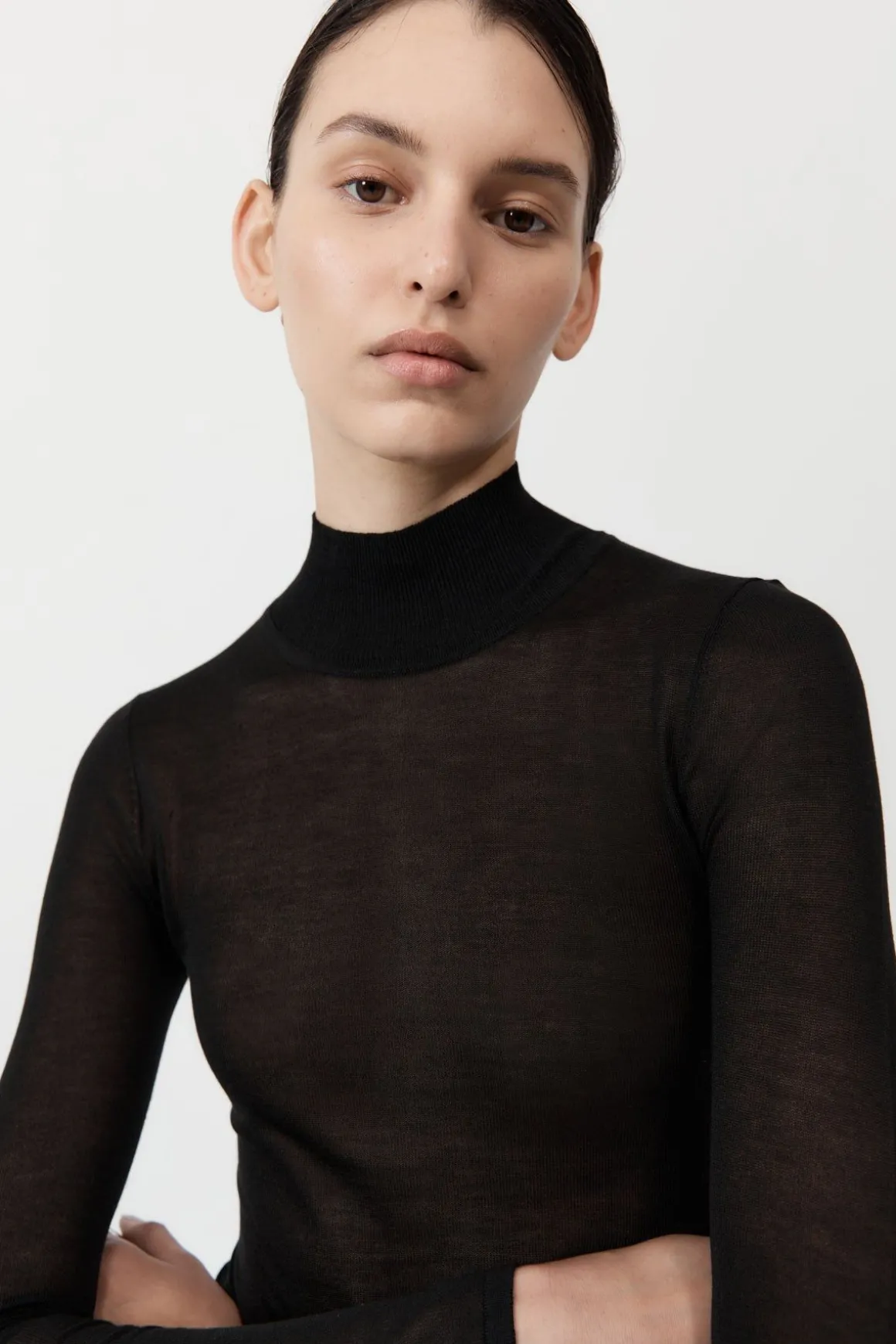 St. Agni Sheer Ruched Dress - Black