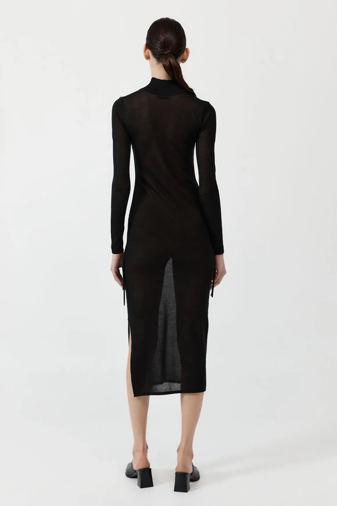 St. Agni Sheer Ruched Dress - Black