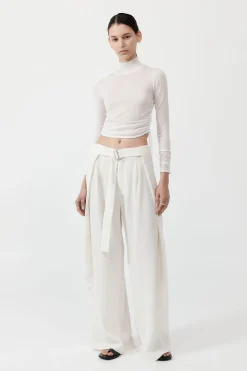St. Agni Sheer Ruched Top - White