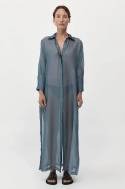 St. Agni Sheer Shirt Dress - Slate