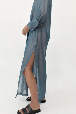 St. Agni Sheer Shirt Dress - Slate