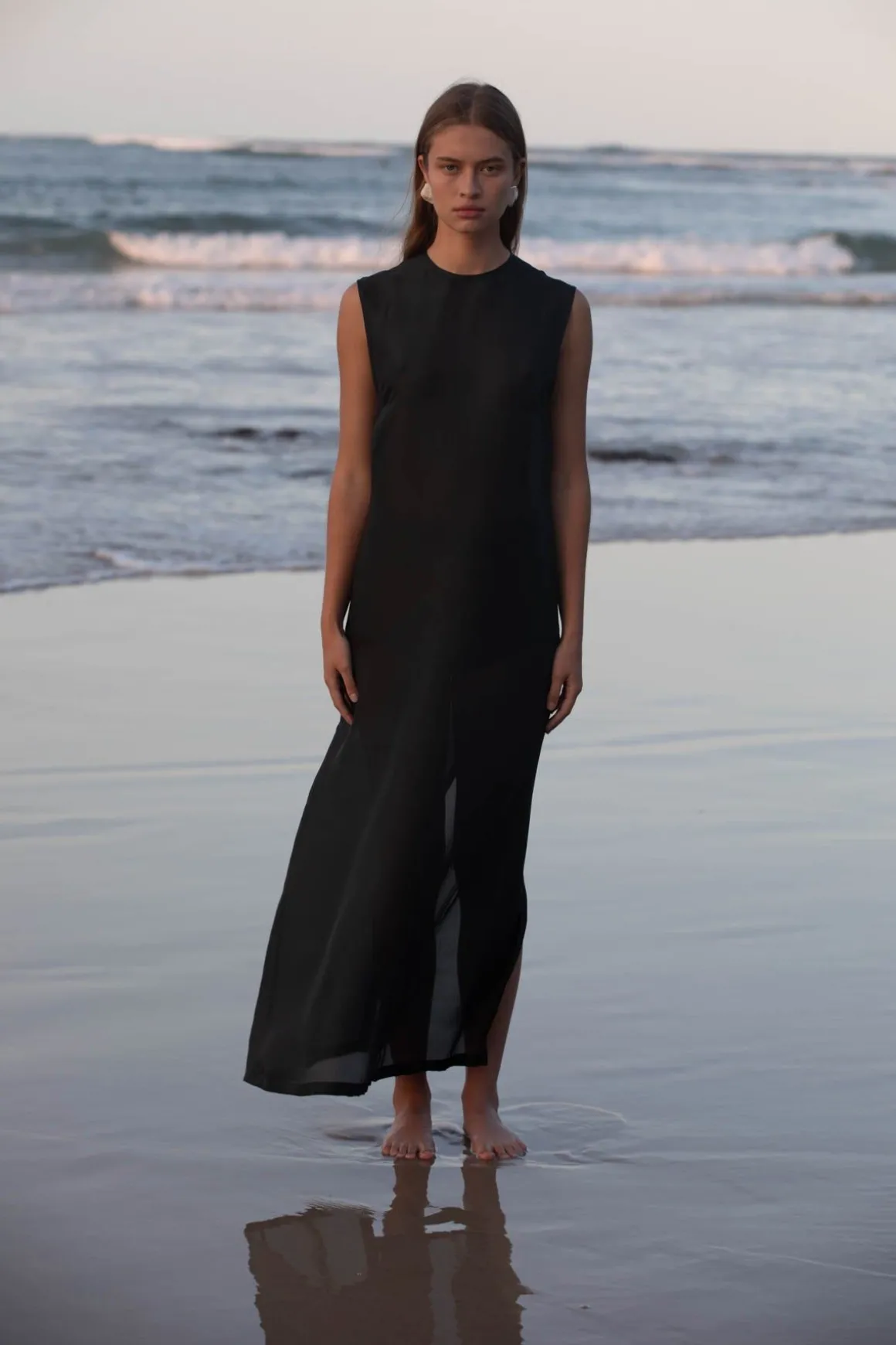 St. Agni Sheer Silk Gauze Dress - Soot