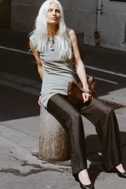 St. Agni Sheer Silk Gauze Pants - Soot