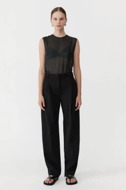 St. Agni Sheer Silk Gauze Top - Soot