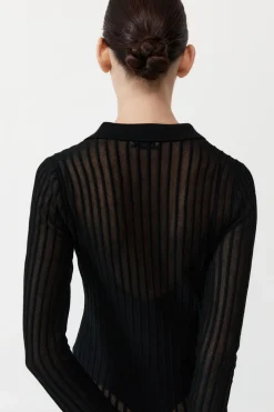 St. Agni Sheer Stripe Dress - Black