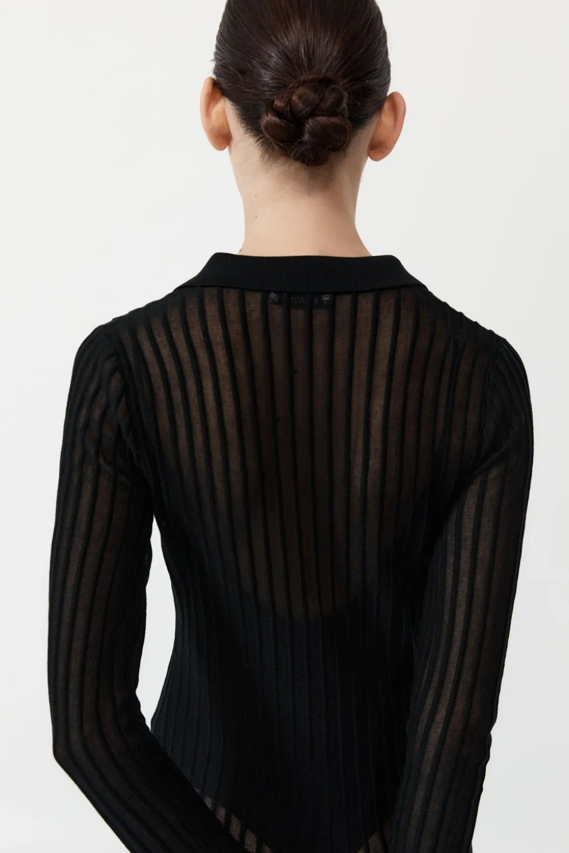 St. Agni Sheer Stripe Dress - Black