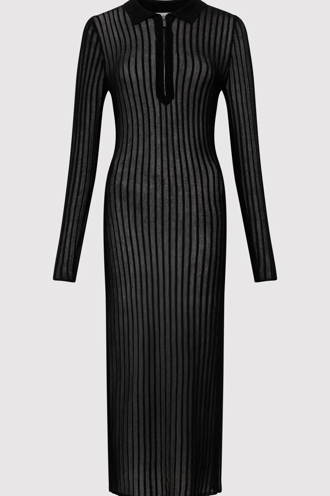 St. Agni Sheer Stripe Dress - Black