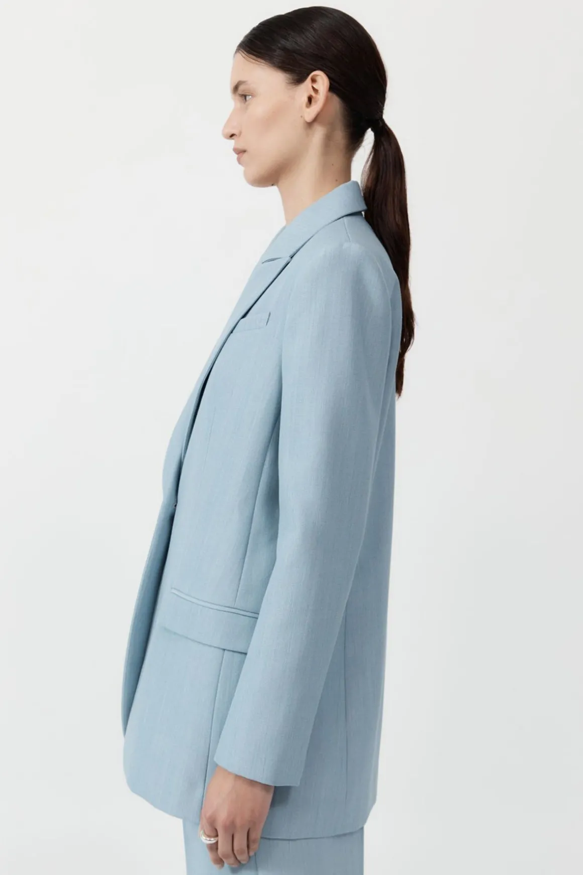 St. Agni Single Button Tailored Blazer - Stone Blue