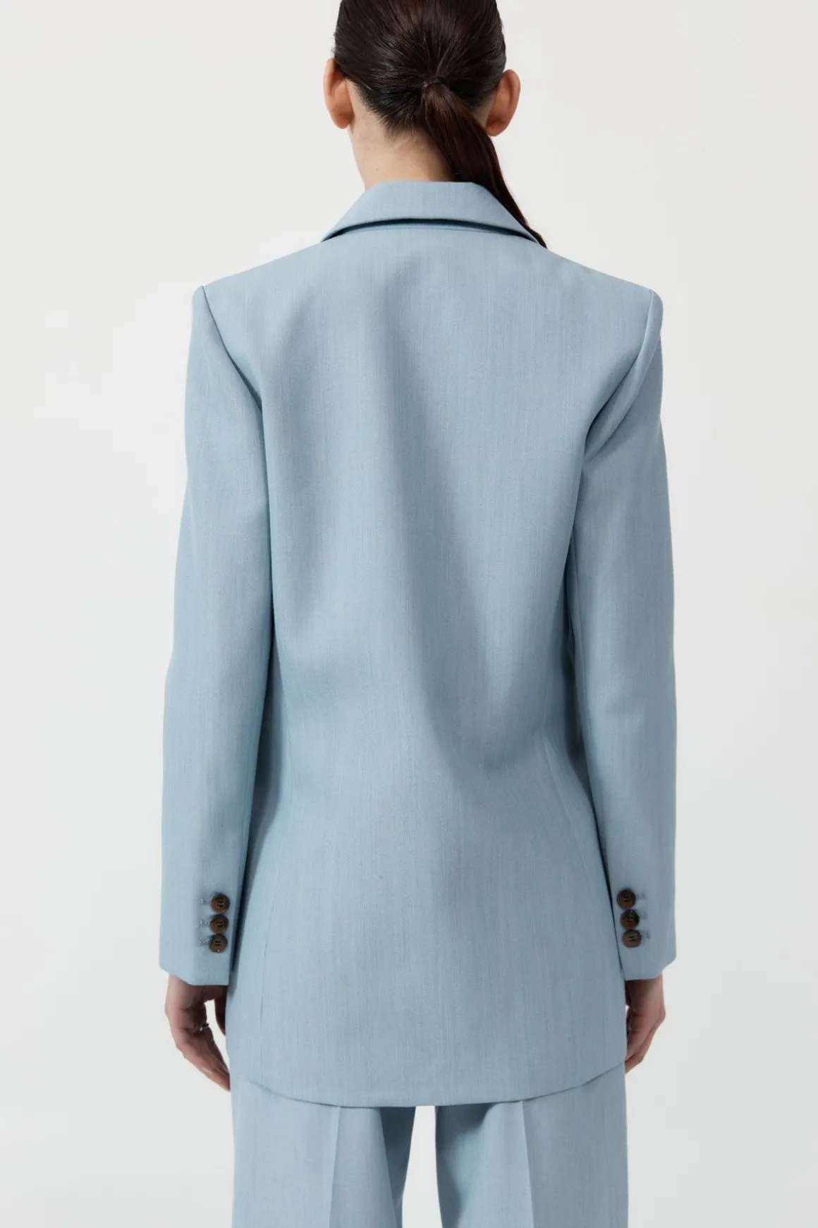 St. Agni Single Button Tailored Blazer - Stone Blue