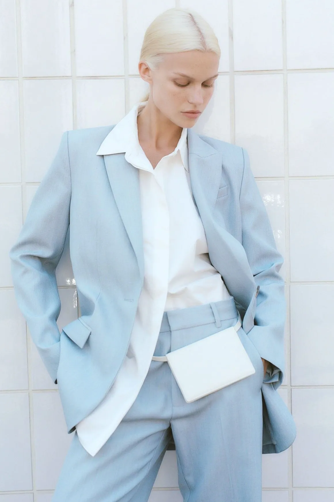 St. Agni Single Button Tailored Blazer - Stone Blue