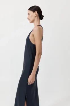 St. Agni Soft Silk Bias Tank Dress - Inkwell