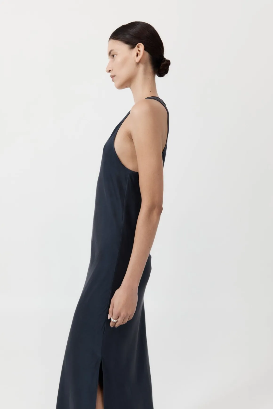 St. Agni Soft Silk Bias Tank Dress - Inkwell