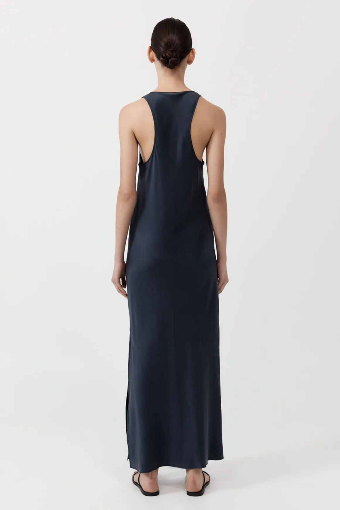 St. Agni Soft Silk Bias Tank Dress - Inkwell