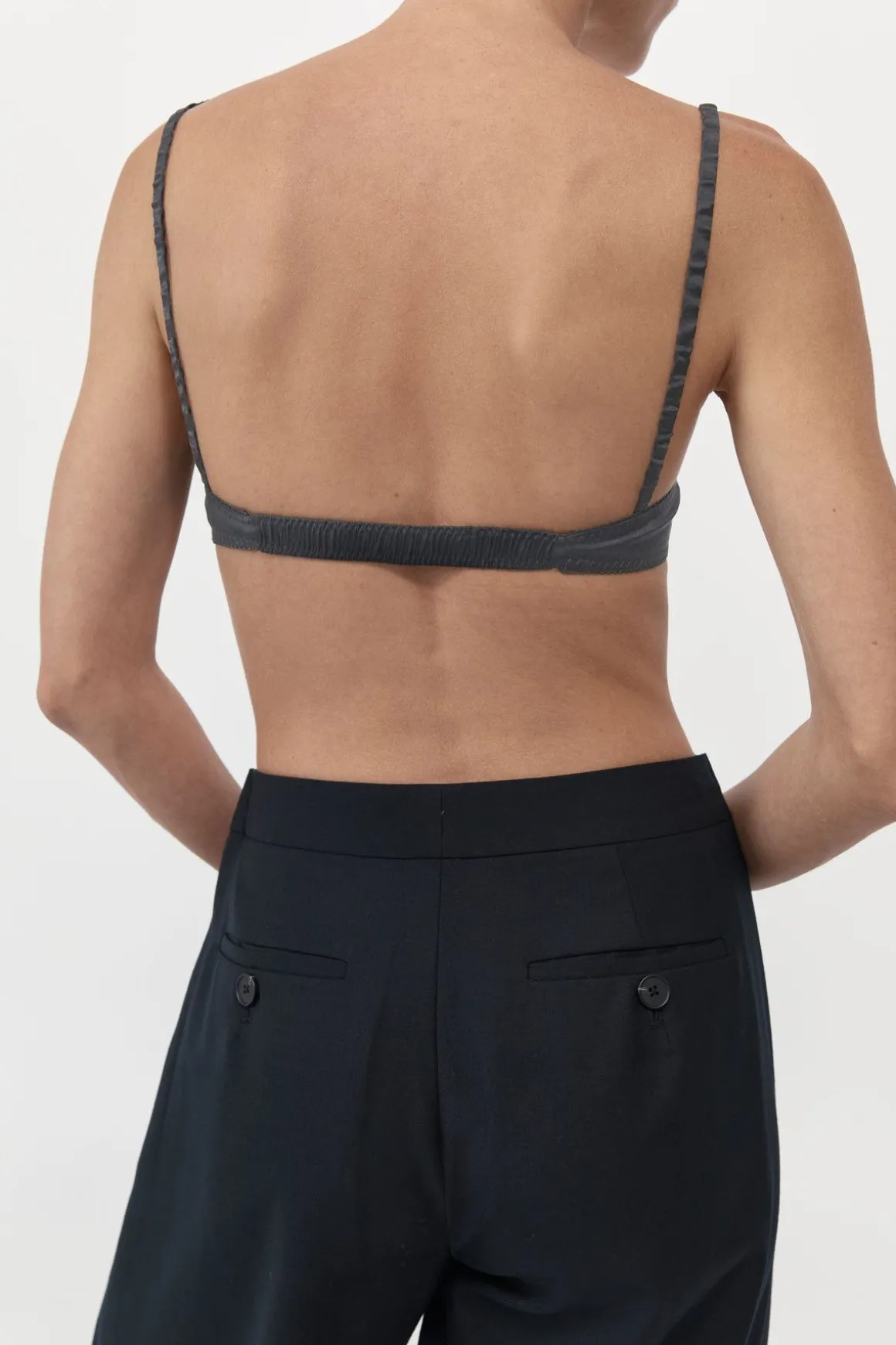 St. Agni Soft Silk Bralette - Washed Black