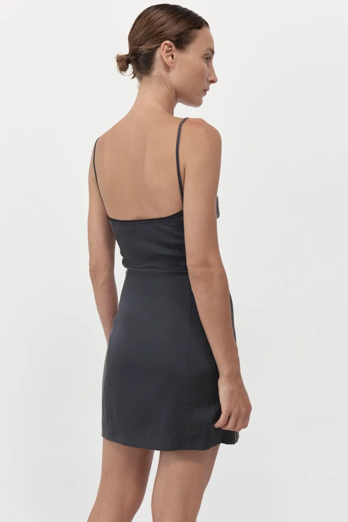 St. Agni Soft Silk Cami Dress - Washed Black