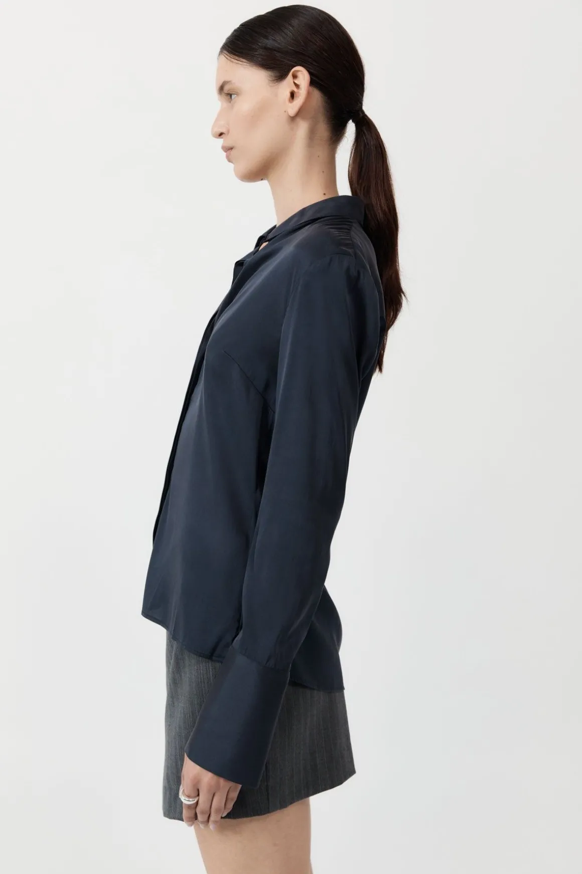 St. Agni Soft Silk Shirt - Inkwell