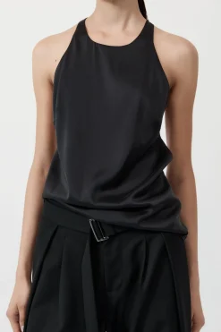 St. Agni Soft Silk Suspender Top - Black