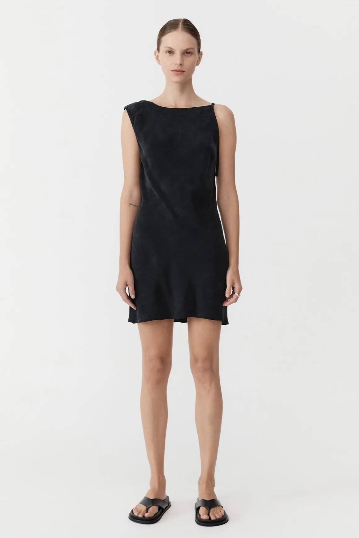St. Agni Sophia Drape Mini Dress - Washed Black