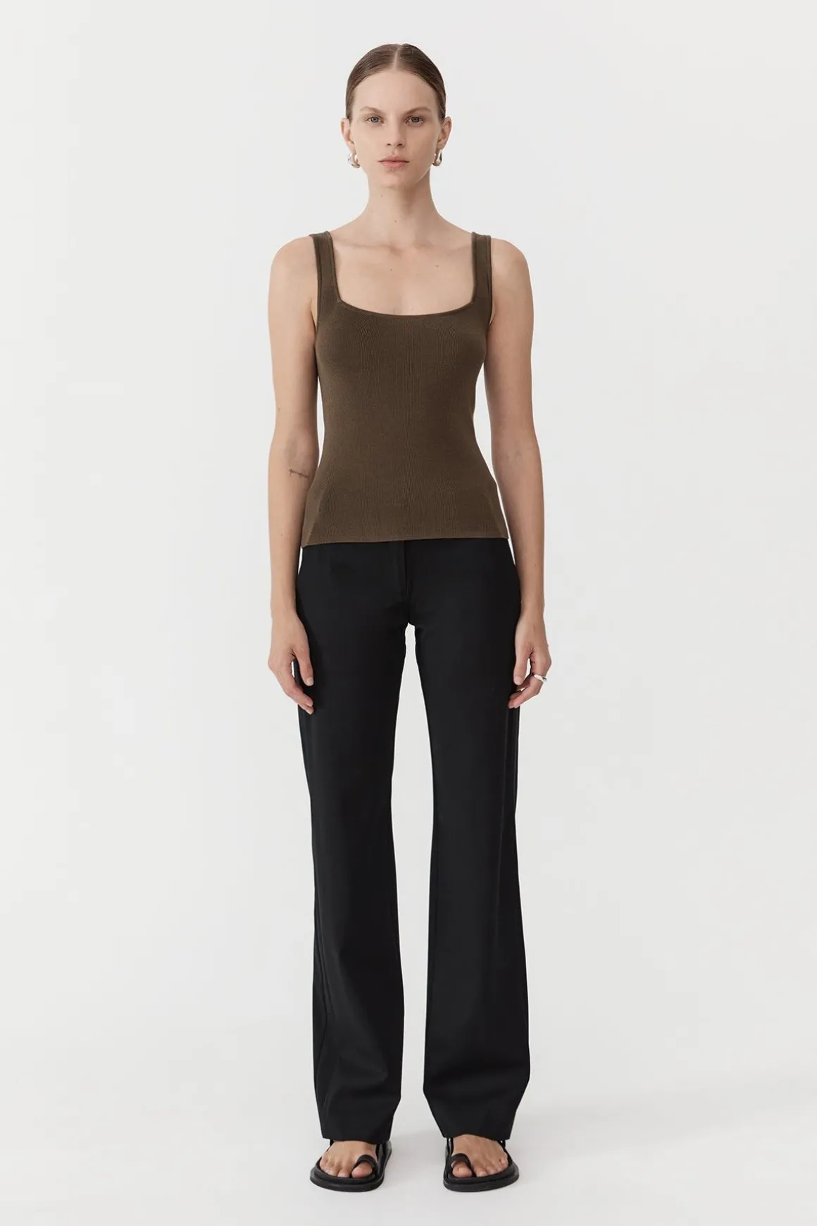 St. Agni Square Neck Knit Singlet - Kelp