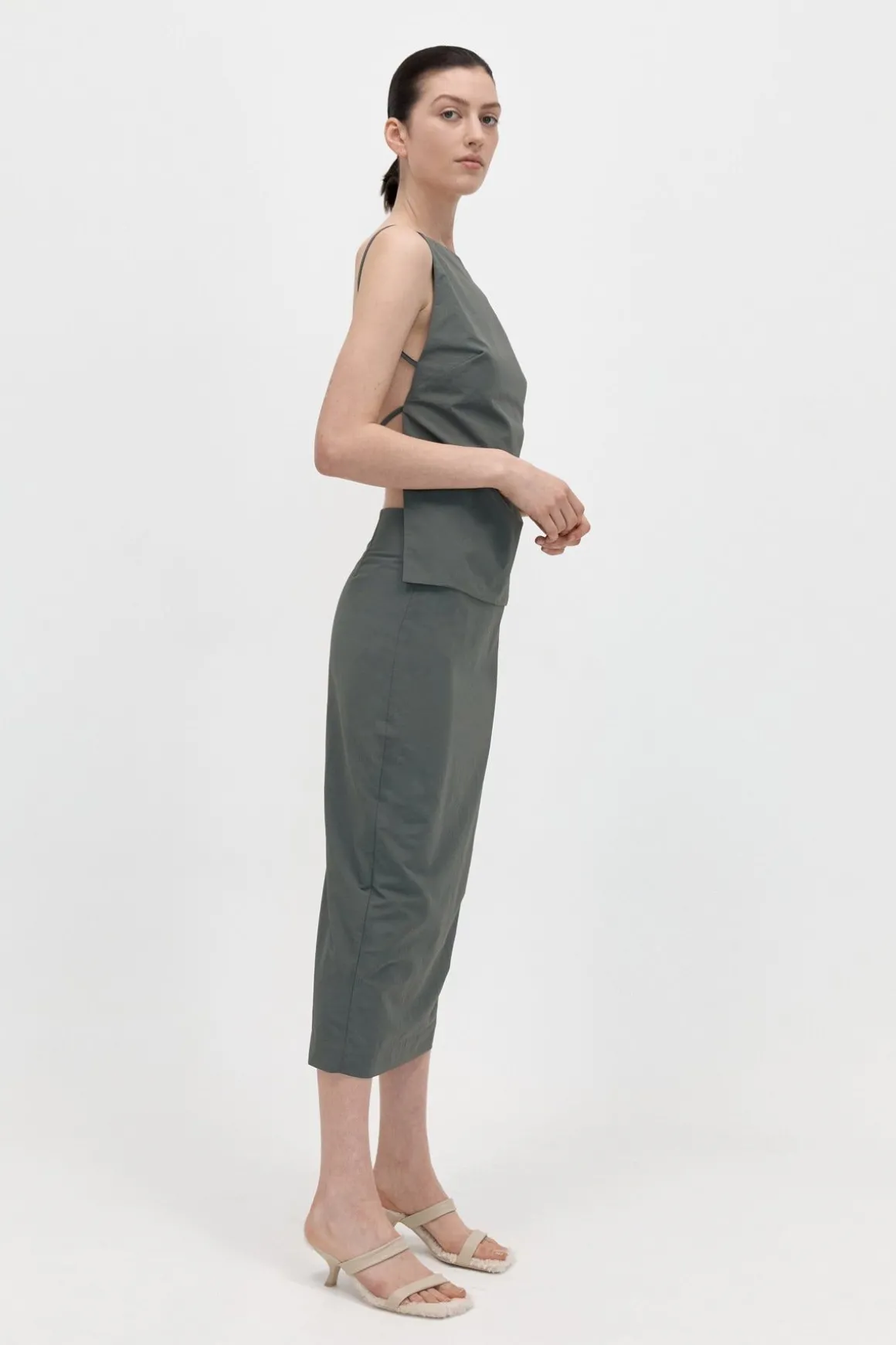 St. Agni Square Neck Top - Thyme