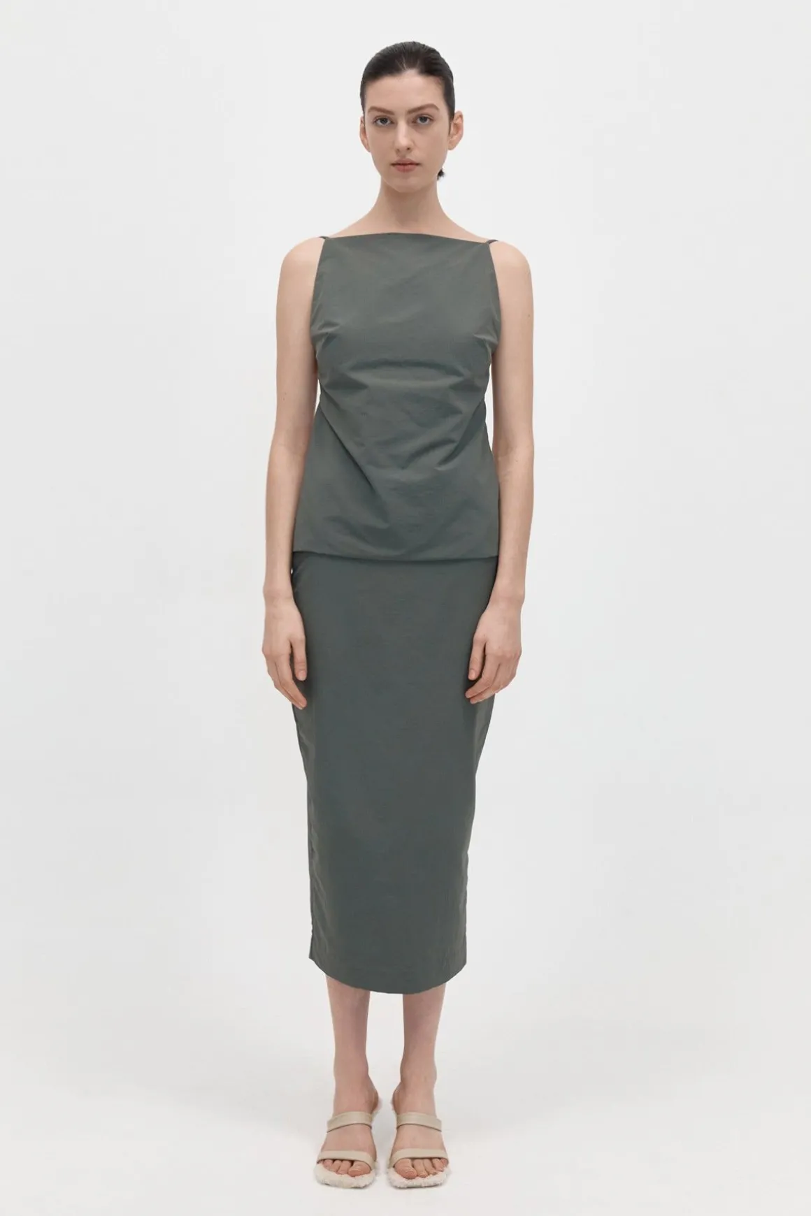 St. Agni Square Neck Top - Thyme