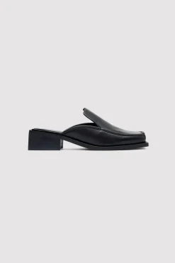 St. Agni Square Toe Mule - Black