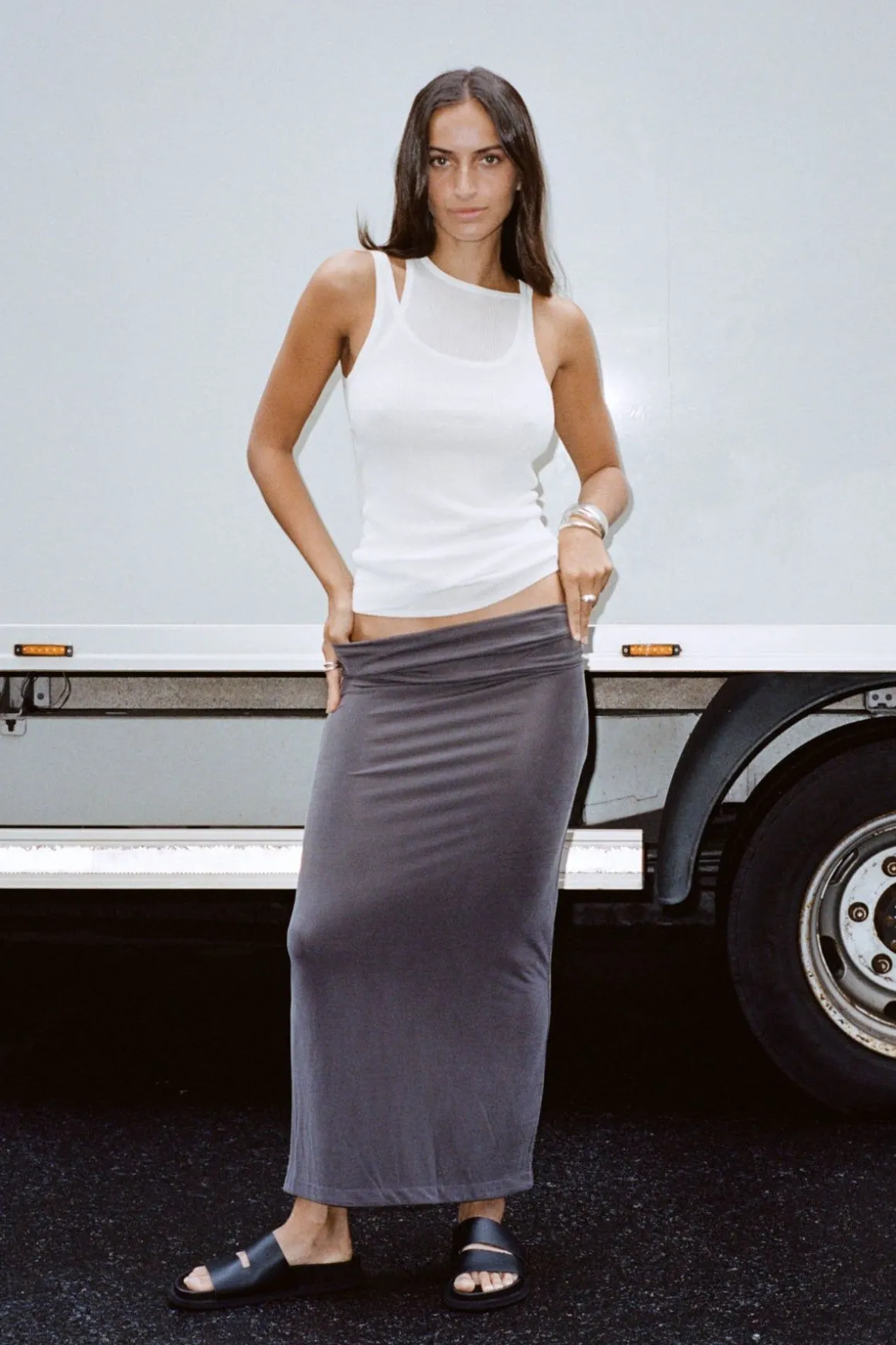 St. Agni Strapless Jersey Midi Dress - Graphite