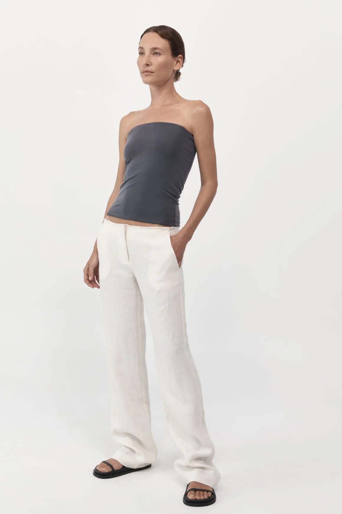 St. Agni Strapless Jersey Top - Graphite