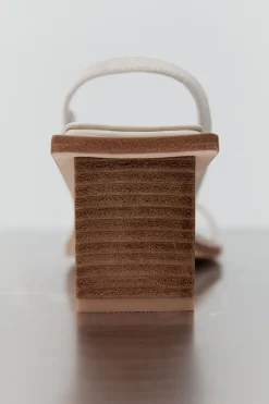 St. Agni Suede Strap Heel - Cool White