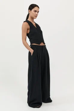 St. Agni Tailored Linen Pants - Black