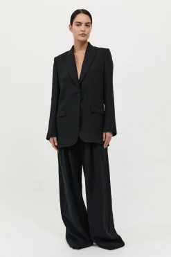 St. Agni Tailored Linen Pants - Black