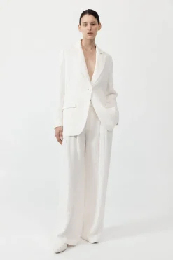 St. Agni Tailored Linen Pants - Ivory