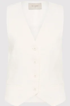 St. Agni Tailored Linen Vest - Ivory