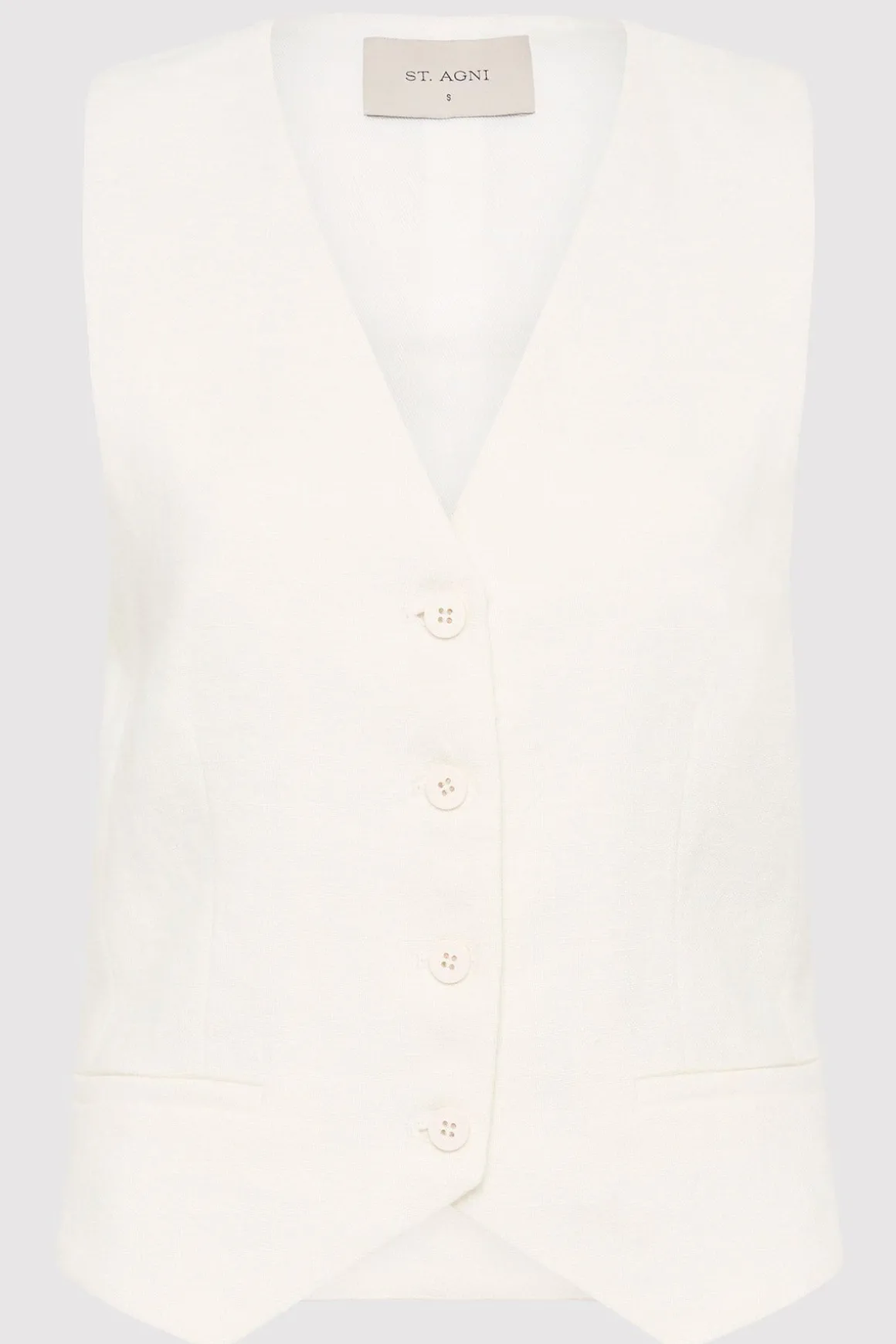 St. Agni Tailored Linen Vest - Ivory