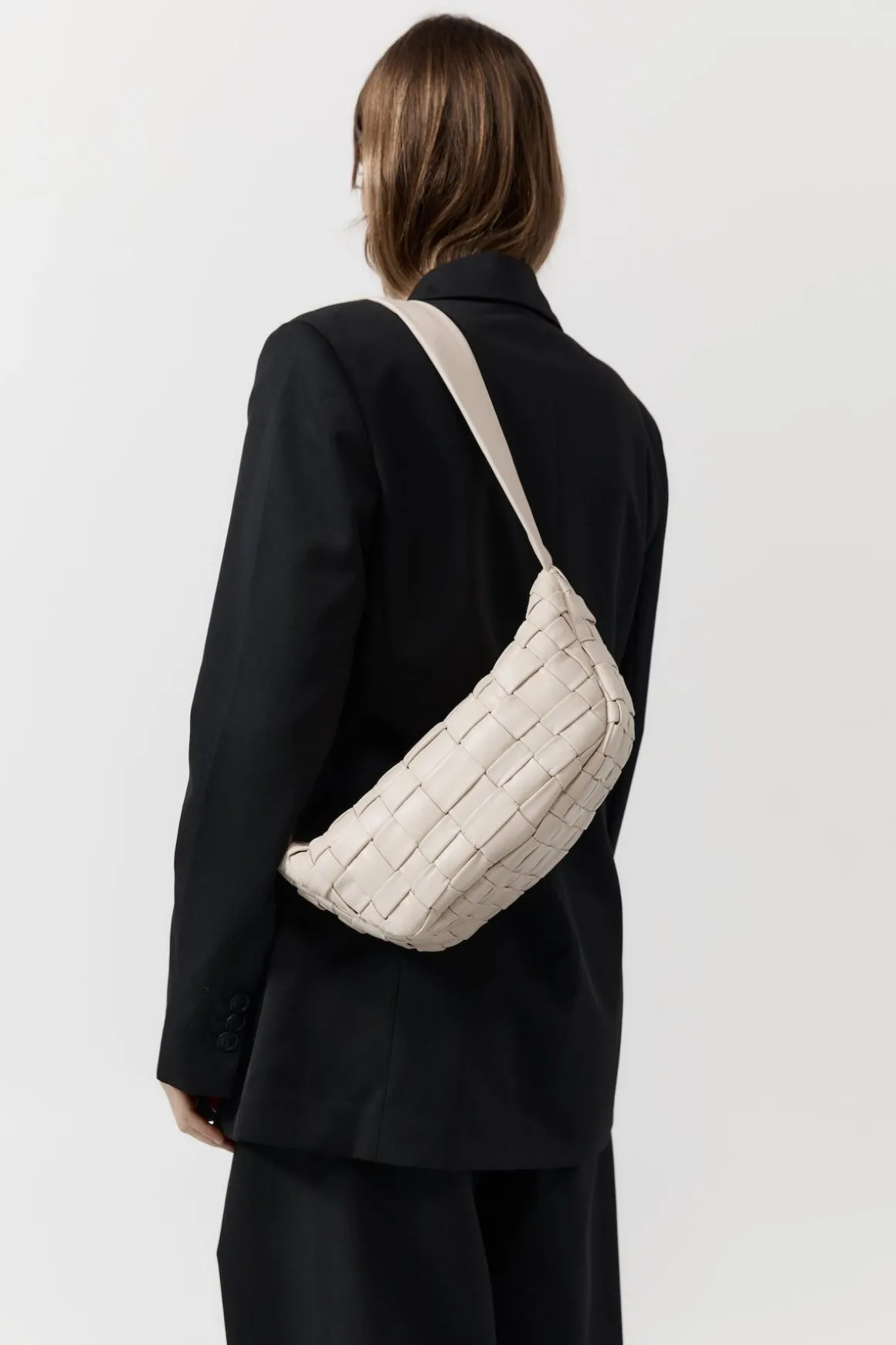 St. Agni Textured Crescent Bag - Ecru