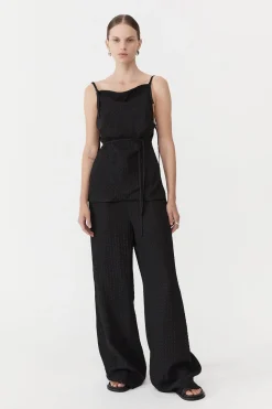 St. Agni Textured Silk Pants - Black