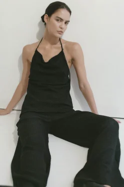 St. Agni Textured Silk Pants - Black