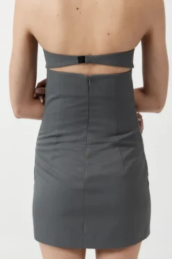 St. Agni Tuck Mini Dress - Pewter Grey