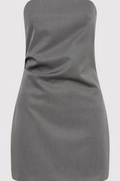 St. Agni Tuck Mini Dress - Pewter Grey