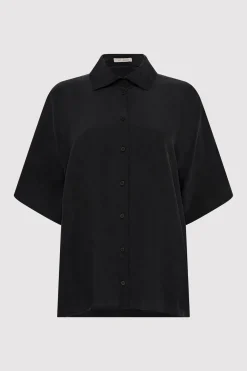 St. Agni Unisex Silk Shirt - Washed Black