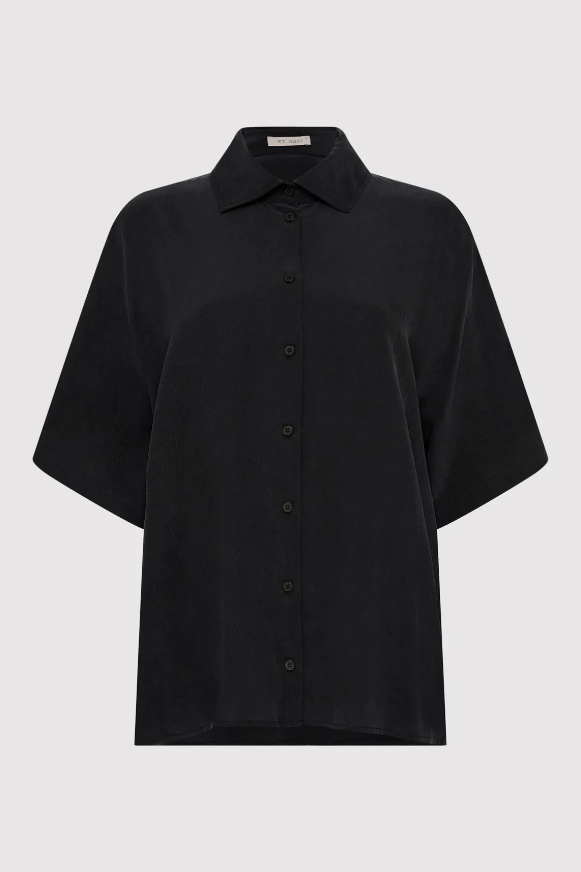 St. Agni Unisex Silk Shirt - Washed Black